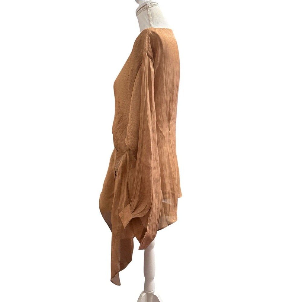 S-DEER NWT XXL Champagne Bronze Crinkled Draped Surplice Tunic Blouse - Picture 5 of 7